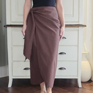 Calli Cotton and Linen midi wrap skirt